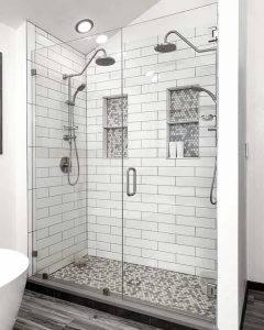 Shower with clamping mounting