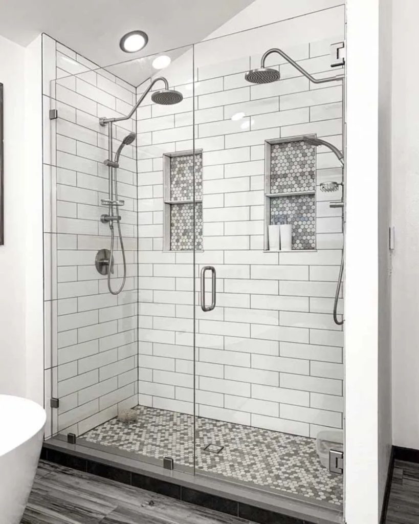 Shower with clamping mounting