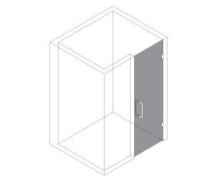 single door shower glass layout cad drawing