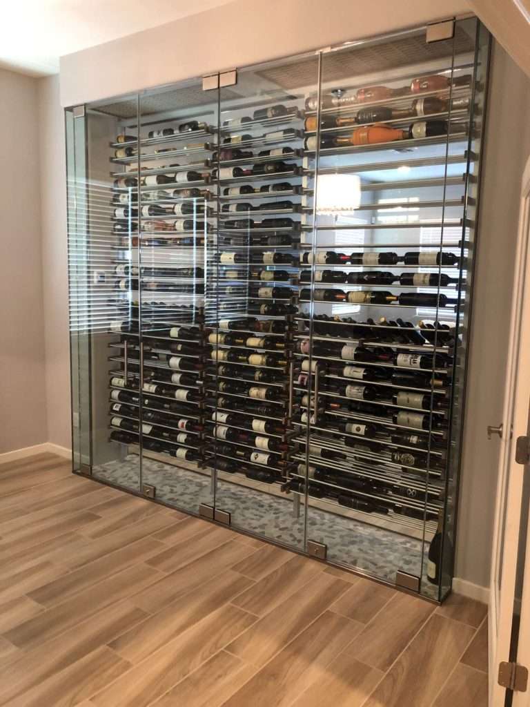 Wine Cellars - white tile - chrome - clear