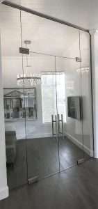 Custom glass partition in an office space