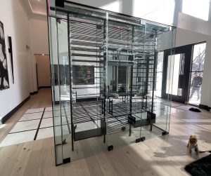 Glass cube wine cellar