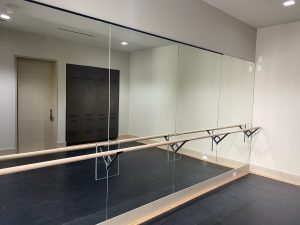 Gym Wall Mirrors, Full Wall, Drillouts, Ballet Bar, Mirror Plates Custom Mirror