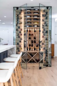 Wine Cellars - brown tile - matte black - clear(1) Glass Wine Cellar