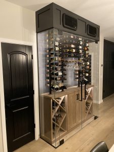 Wine Cellars - white tile - matte black - clear(44) Glass Wine Cellar