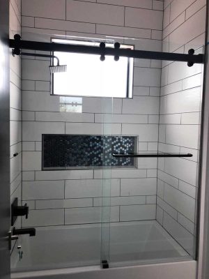 shower door with black hardware