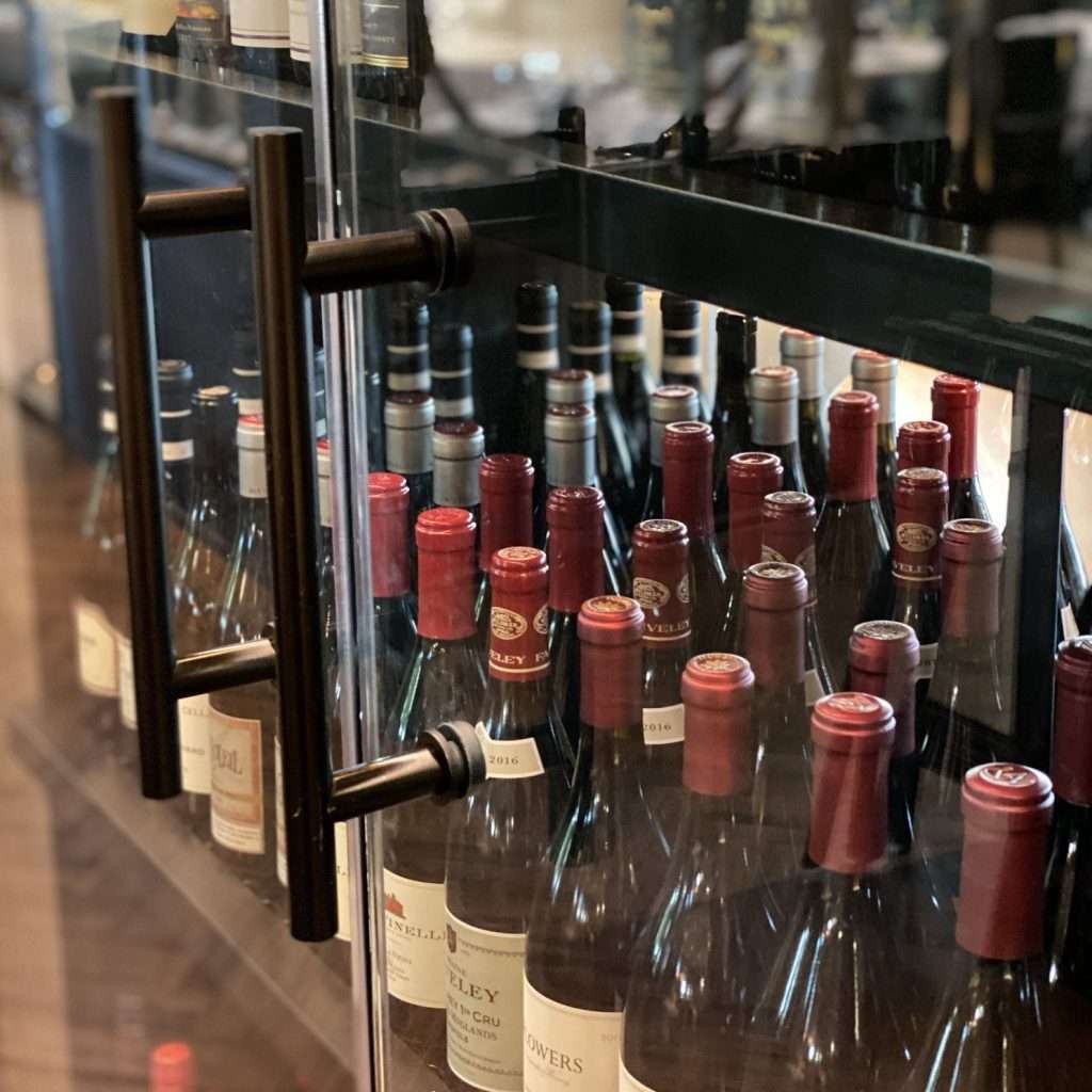 glass wine cellar close up showing details of handle